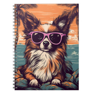 Papillon with Sunglasses at the beach Notebook