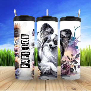 Papillon's Graceful Floral Dance Thermal Tumbler