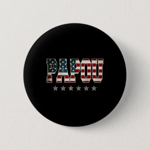 Papou Father's Day American Flag 4th Of July Gift 6 Cm Round Badge