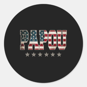 Papou Father's Day American Flag 4th Of July Gift Classic Round Sticker