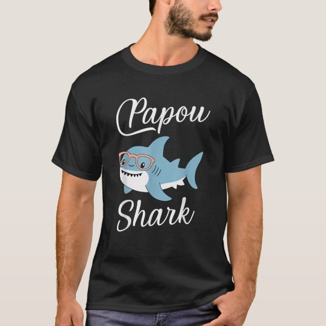 Papou Shark Funny Matching Family Grandpa  T-Shirt (Front)