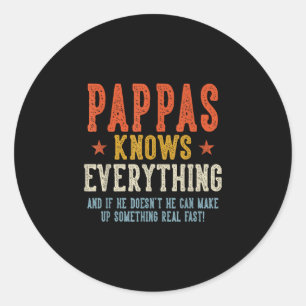 Pappas knows everything father's day retro vintage classic round sticker
