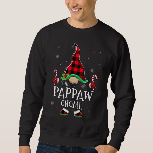 Pappaw Gnome Buffalo Plaid Matching Family Christm Sweatshirt (Front)