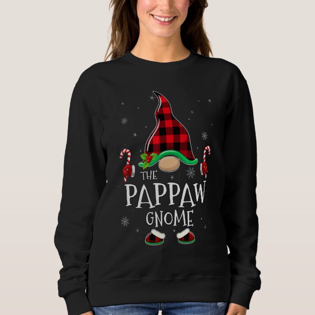 Pappaw Gnome Buffalo Plaid Matching Family Christm Sweatshirt (Front)