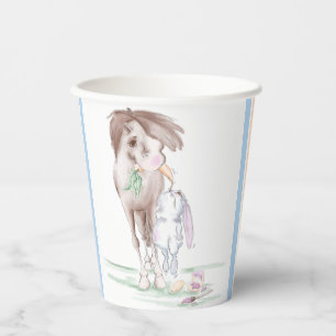 Pappbecher Osterparty mit Pferd und Osterhase Paper Cups