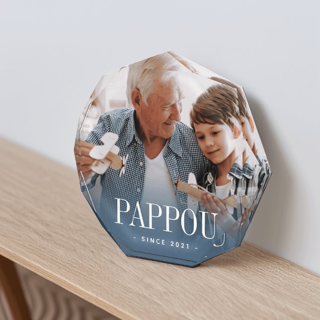 Pappou Grandpa Year Established Photo Block (Creator Uploaded)