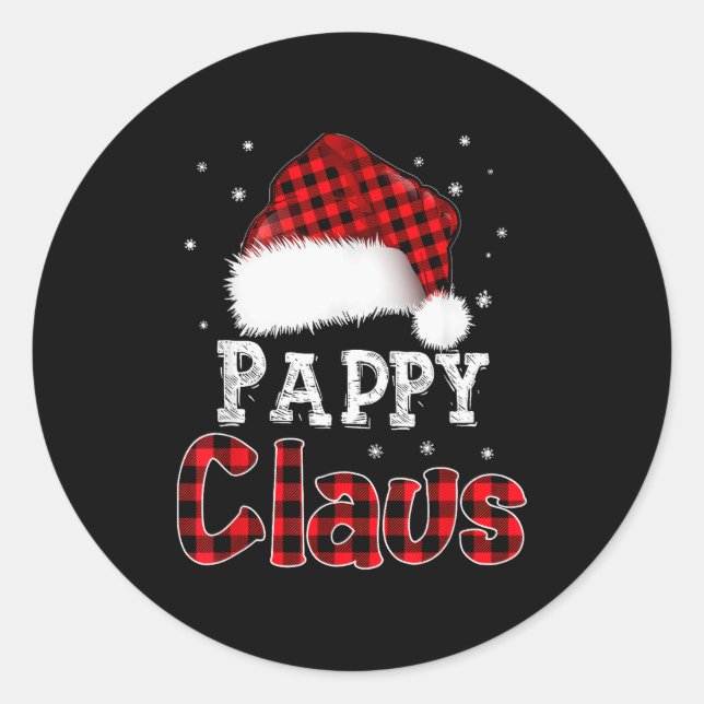Pappy Claus Christmas Red Plaid Pajama Family Matc Classic Round Sticker (Front)