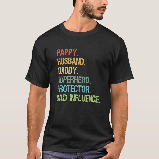 Pappy Husband Daddy Superhero Protector DAD Premiu T-Shirt (Front)