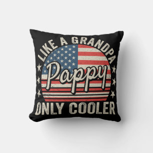 Pappy Like a Grandpa Only Cooler USA Flag Cushion