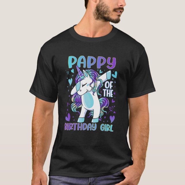 Pappy of the Birthday Party Girl Dabbing Unicorn 2 T-Shirt (Front)