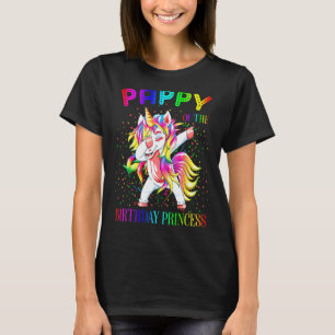 Pappy Of The Birthday Princess Dabbing Unicorn Gir T-Shirt