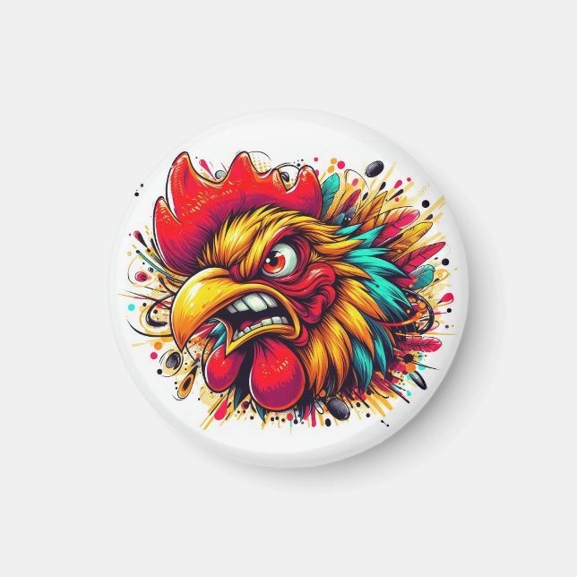 Pappy the Spirited Rooster Magnet (Front)