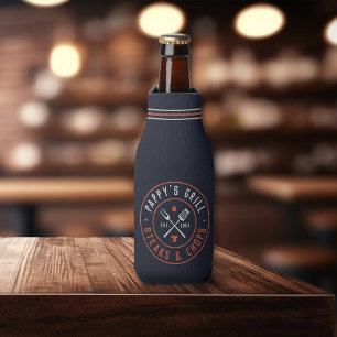 Pappy's Grill Personalised Year Established Bottle Cooler