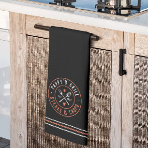 Pappy's Grill Personalised Year Established Tea Towel