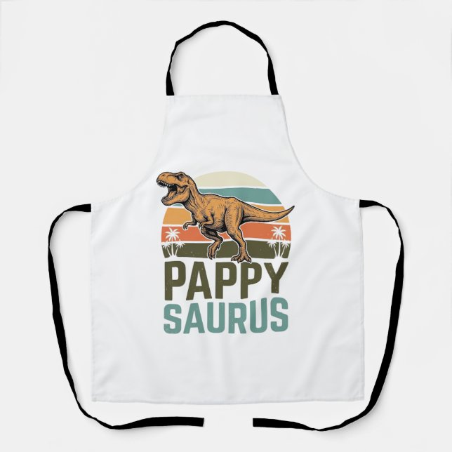 Pappysaurus Funny Dinosaur Vintage Sunset Shirt_1 Apron (Front)