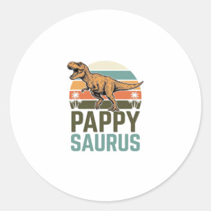 Pappysaurus Funny Dinosaur Vintage Sunset Shirt_1 Classic Round Sticker
