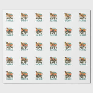 Pappysaurus Funny Dinosaur Vintage Sunset Shirt_1 Wrapping Paper
