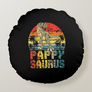 Pappysaurus T Rex Dinosaur Family Matching Round Cushion