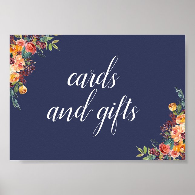 Paprika Burgundy Floral Cards and Gifts Sign (Front)