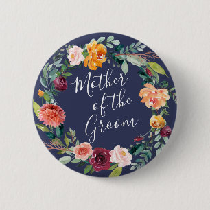 Paprika Burgundy Floral Mother of the Groom Button