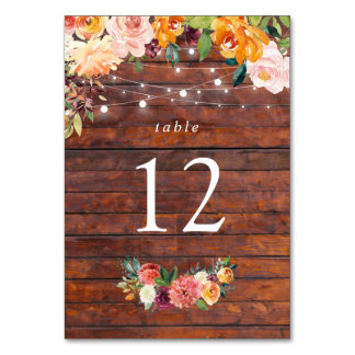 Paprika Burgundy Floral Table Number Card