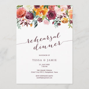Paprika Floral Rehearsal Dinner Invitation