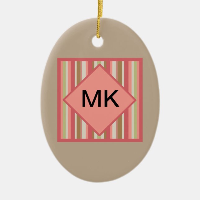 Paprika Stripes Pattern Ceramic Ornament (Front)