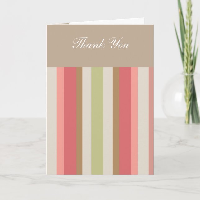 Paprika Stripes Pattern Thank You Card (Front)