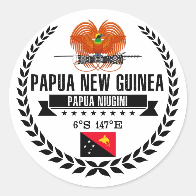 Papua New Guinea Classic Round Sticker (Front)