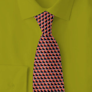 Papua New Guinea Flag Brick Pattern Tie