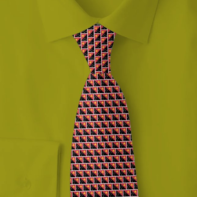 Papua New Guinea Flag Brick Pattern Tie (Creator Uploaded)