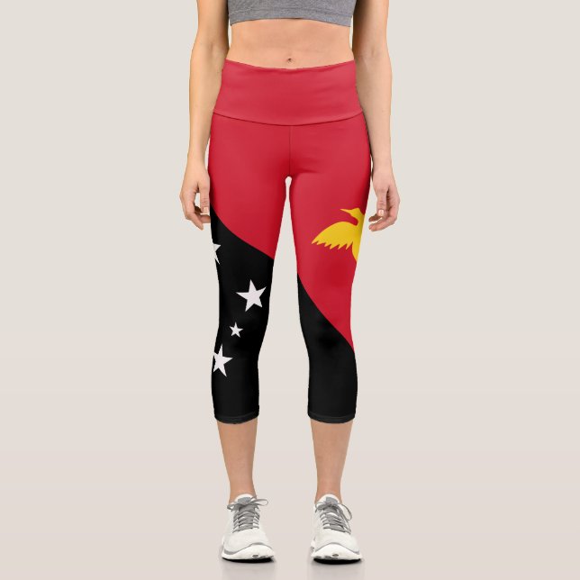 Papua New Guinea Flag Capri Leggings (Front)