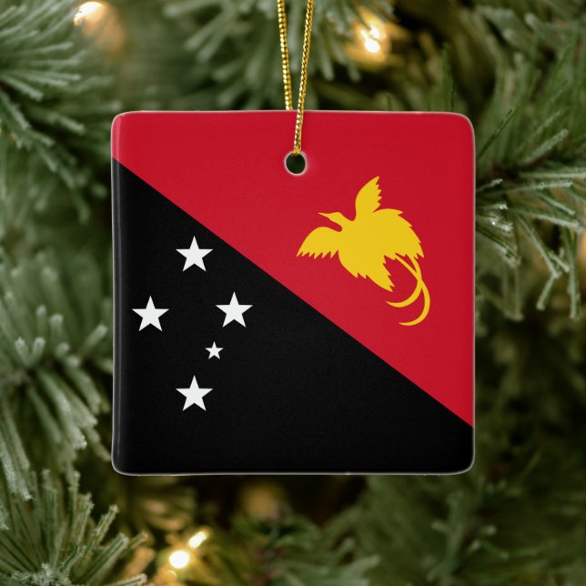 Papua New Guinea Flag Ceramic Ornament (Tree)