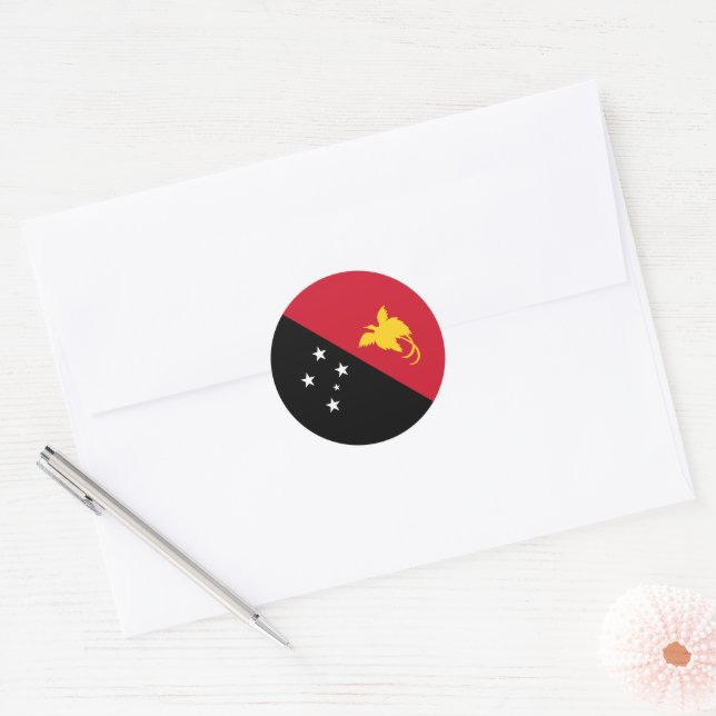 Papua New Guinea flag Classic Round Sticker (Envelope)