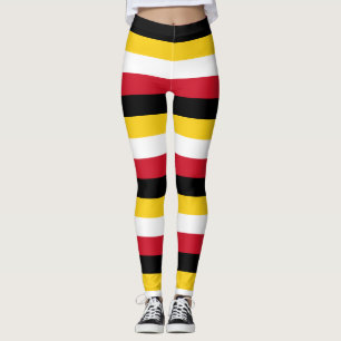 Papua New Guinea Flag Colours Horizontal Striped Leggings