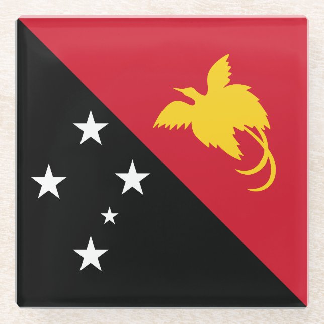 Papua New Guinea Flag Glass Coaster (Front)
