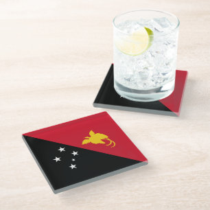 Papua New Guinea flag Glass Coaster