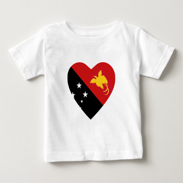 Papua New Guinea Flag Heart T-Shirt (Front)