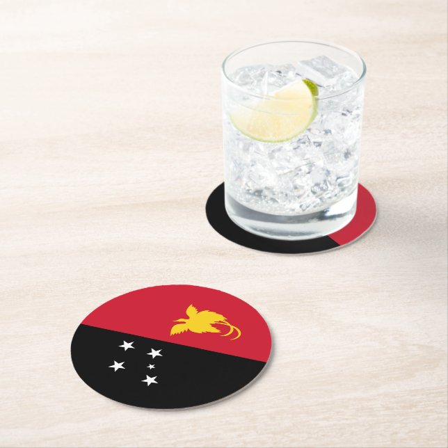 Papua New Guinea flag Round Paper Coaster (Insitu)