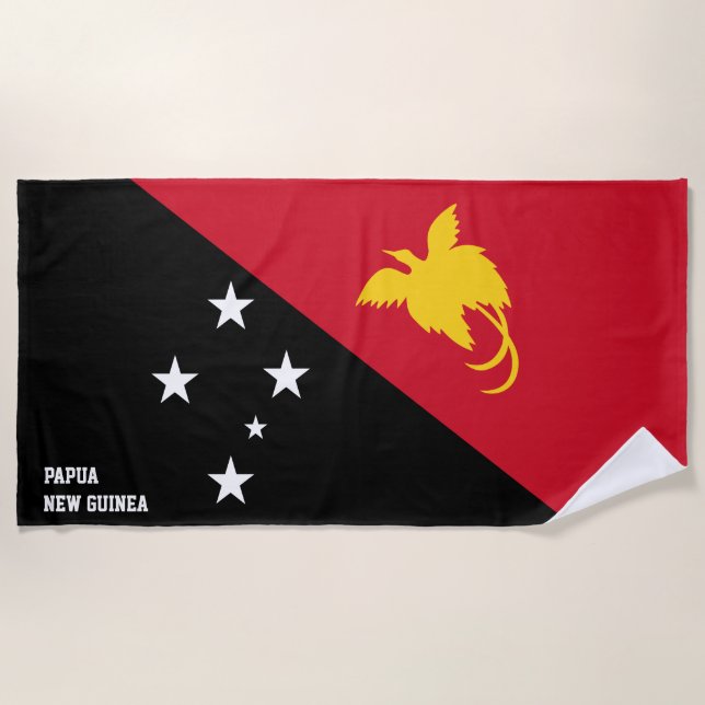 Papua New Guinea Flag Splendid Patriotic Beach Towel (Front)