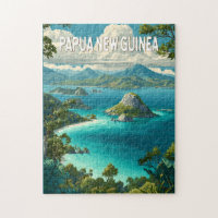 Papua New Guinea Illustration Travel Art Vintage