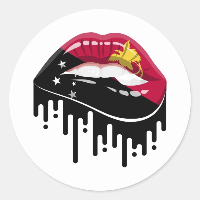 Papua New Guinea lips pride root flag Classic Round Sticker (Front)