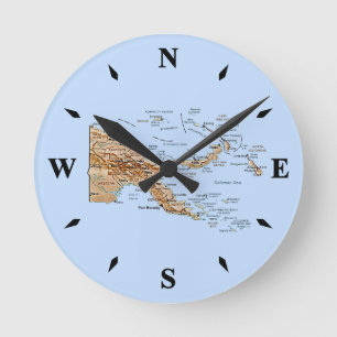 Papua New Guinea Map Clock