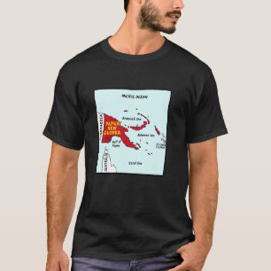 Papua New Guinea Map in flag colours. Surrounding T-Shirt