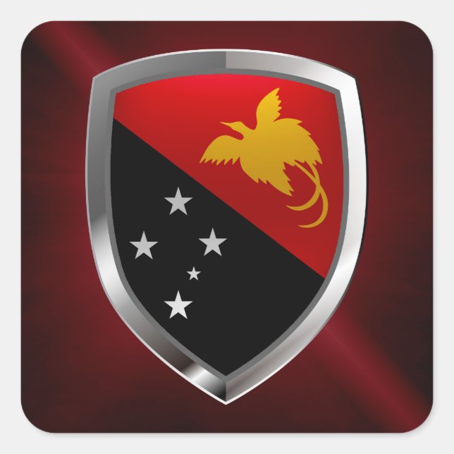 Papua New Guinea Metallic Emblem Square Sticker (Front)