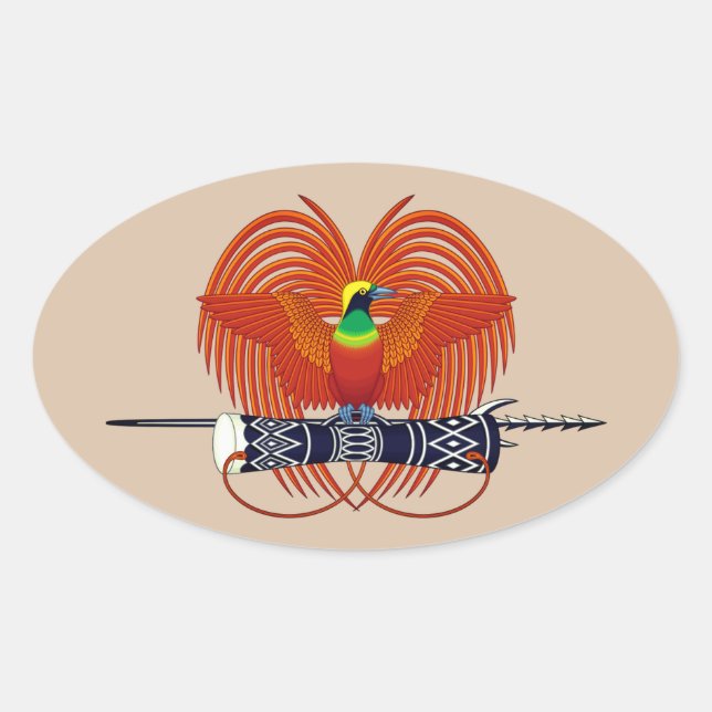 Papua New Guinea National Emblem Oval Sticker (Front)