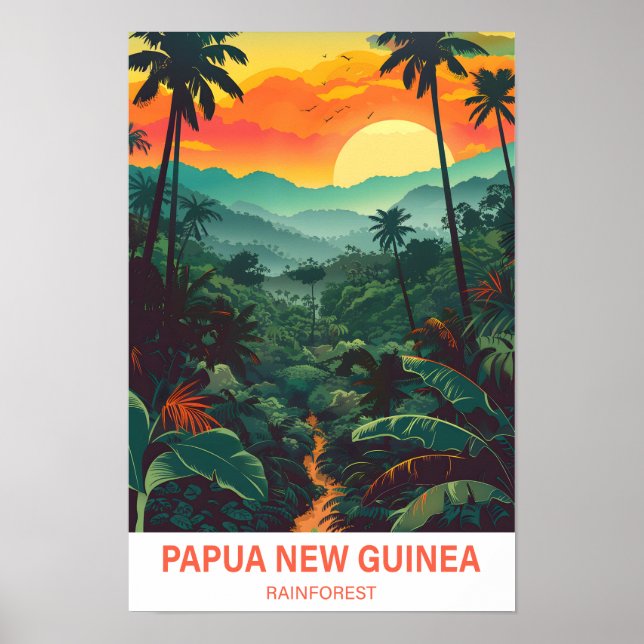 Papua New Guinea Rainforest Illustration Travel Poster (Front)
