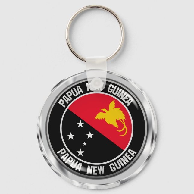 Papua New Guinea Round Emblem Key Ring (Front)