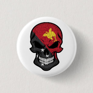 Papua New Guinea Smiling Skull Flag 3 Cm Round Badge