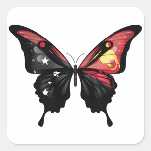 Papua New Guinea Swallowtail Butterfly Flag Square Sticker